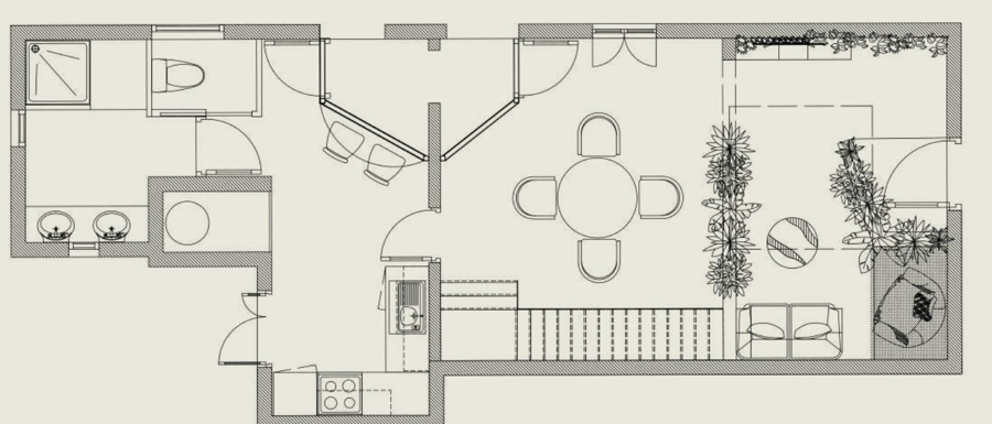 Plan d'aménagement du rez-de-chaussée, villa de Biscarrosse
